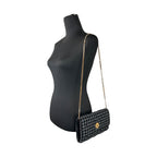 Versace Wallet On A Chain Fabric Black Crossbody Bag