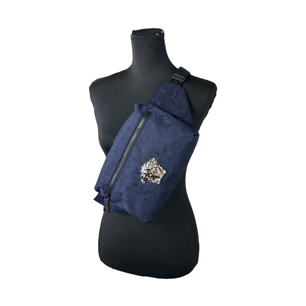 Versace Medusa Navy Nylon Belt Bag Waist Fanny Pack Purse