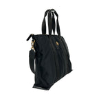 Versace Black Nylon Fabric La Medusa Shoulder Tote Bag