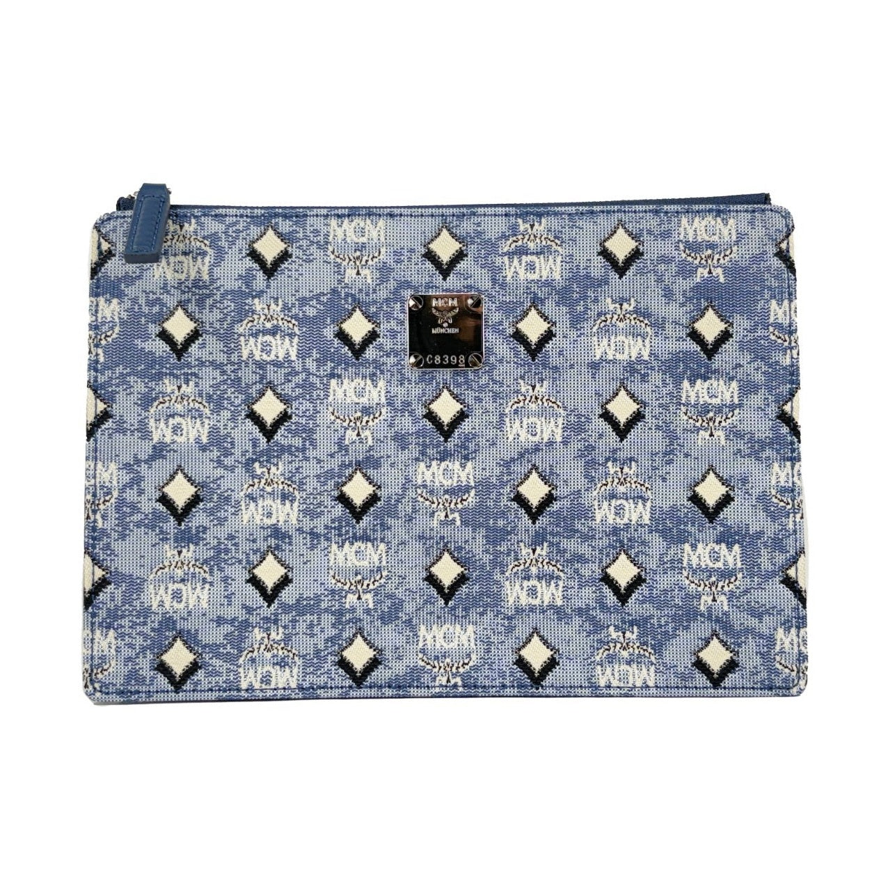 MCM Aren Flat Pouch Denim Crossbody Bag