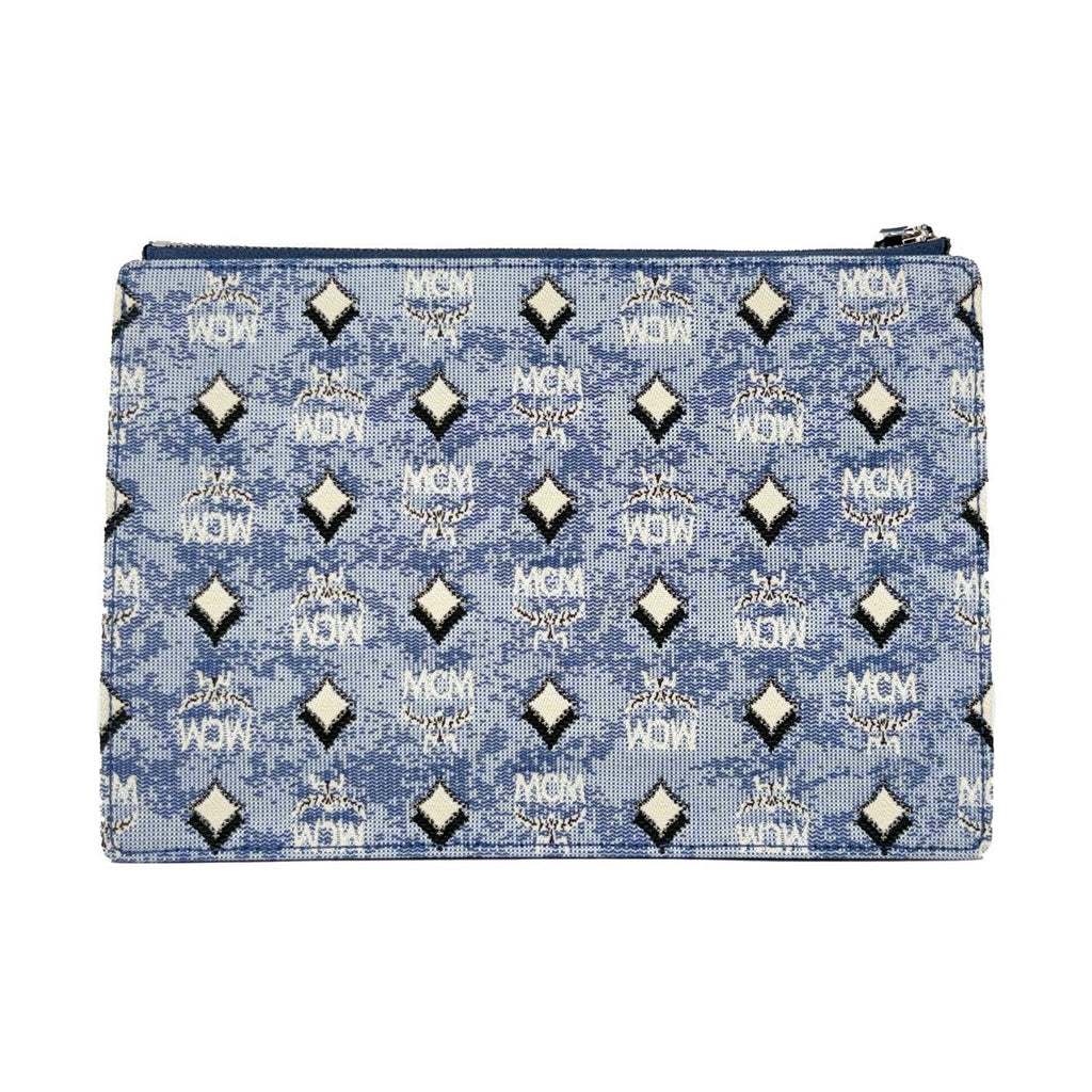 MCM Aren Flat Pouch Denim Crossbody Bag