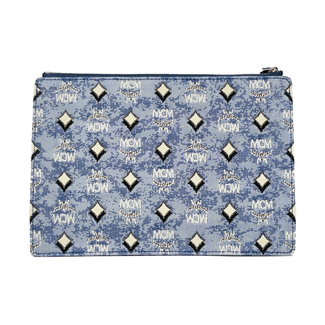 MCM Aren Flat Pouch Denim Crossbody Bag