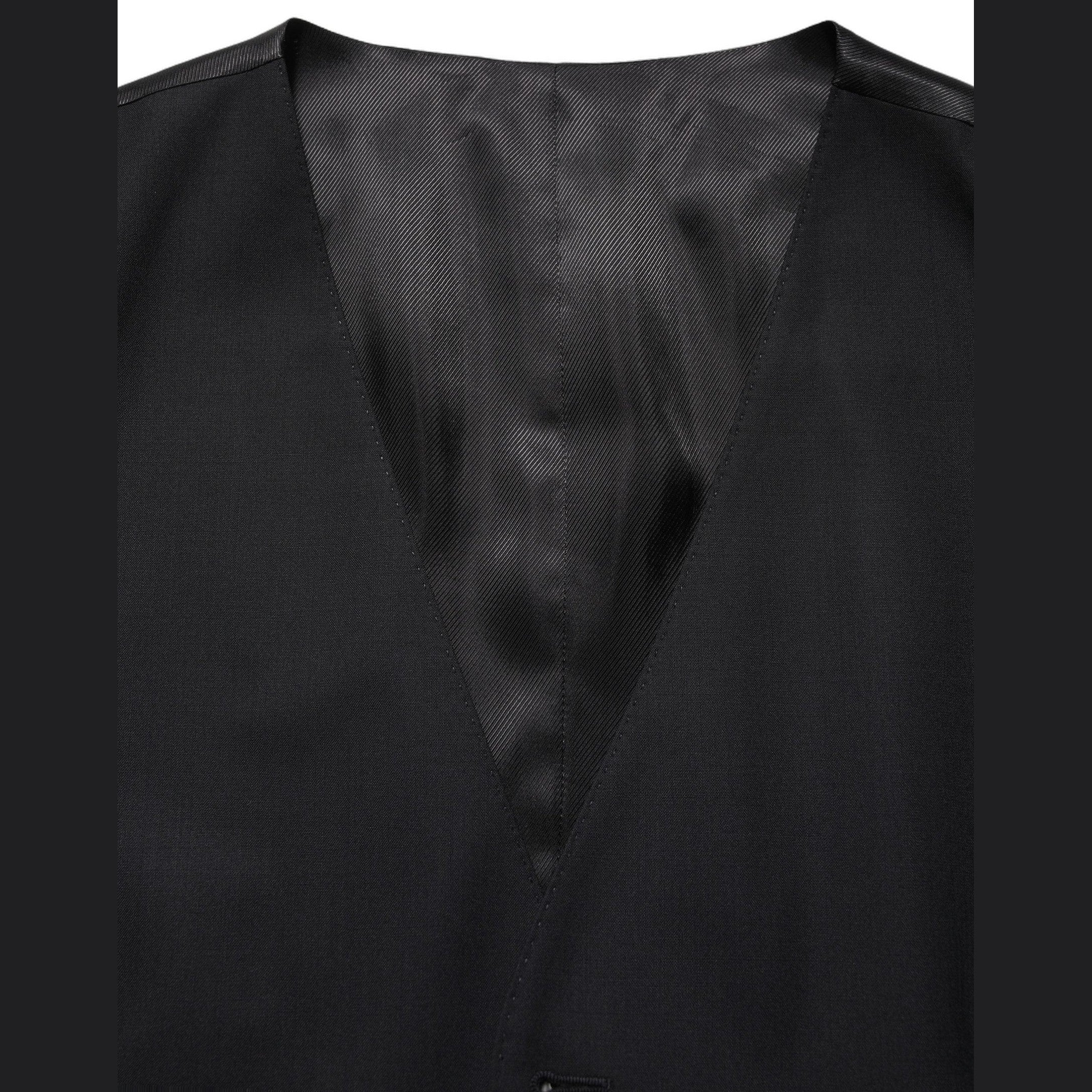 Dolce & Gabbana Black Wool Single Breasted Waistcoat Vest