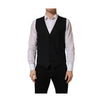 Dolce & Gabbana Black Wool Single Breasted Waistcoat Vest