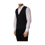 Dolce & Gabbana Black Wool Single Breasted Waistcoat Vest