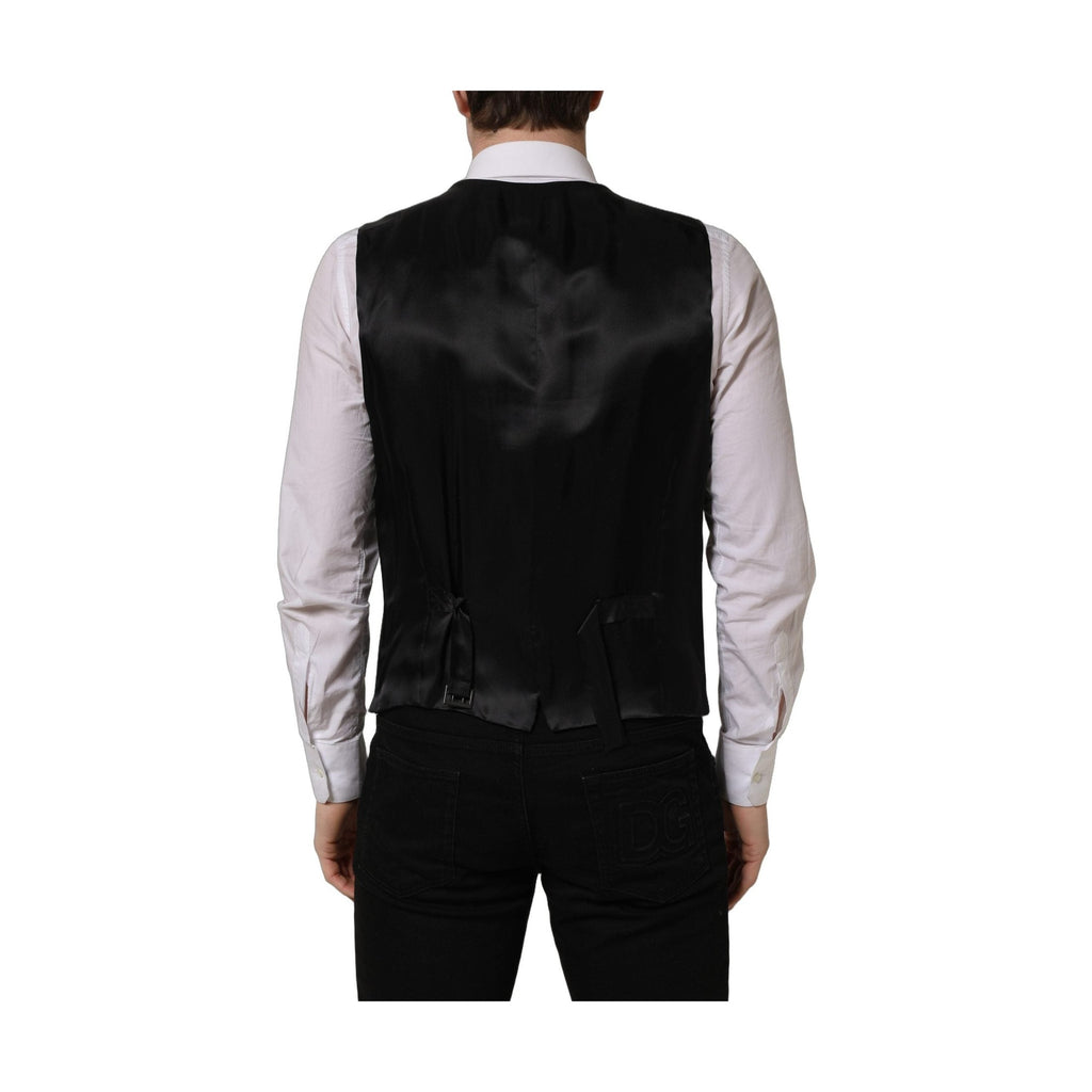 Dolce & Gabbana Black Wool Single Breasted Waistcoat Vest