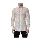 Dolce & Gabbana White Bee Print Cotton GOLD Fit Dress Shirt
