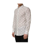Dolce & Gabbana White Bee Print Cotton GOLD Fit Dress Shirt