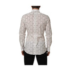 Dolce & Gabbana White Bee Print Cotton GOLD Fit Dress Shirt