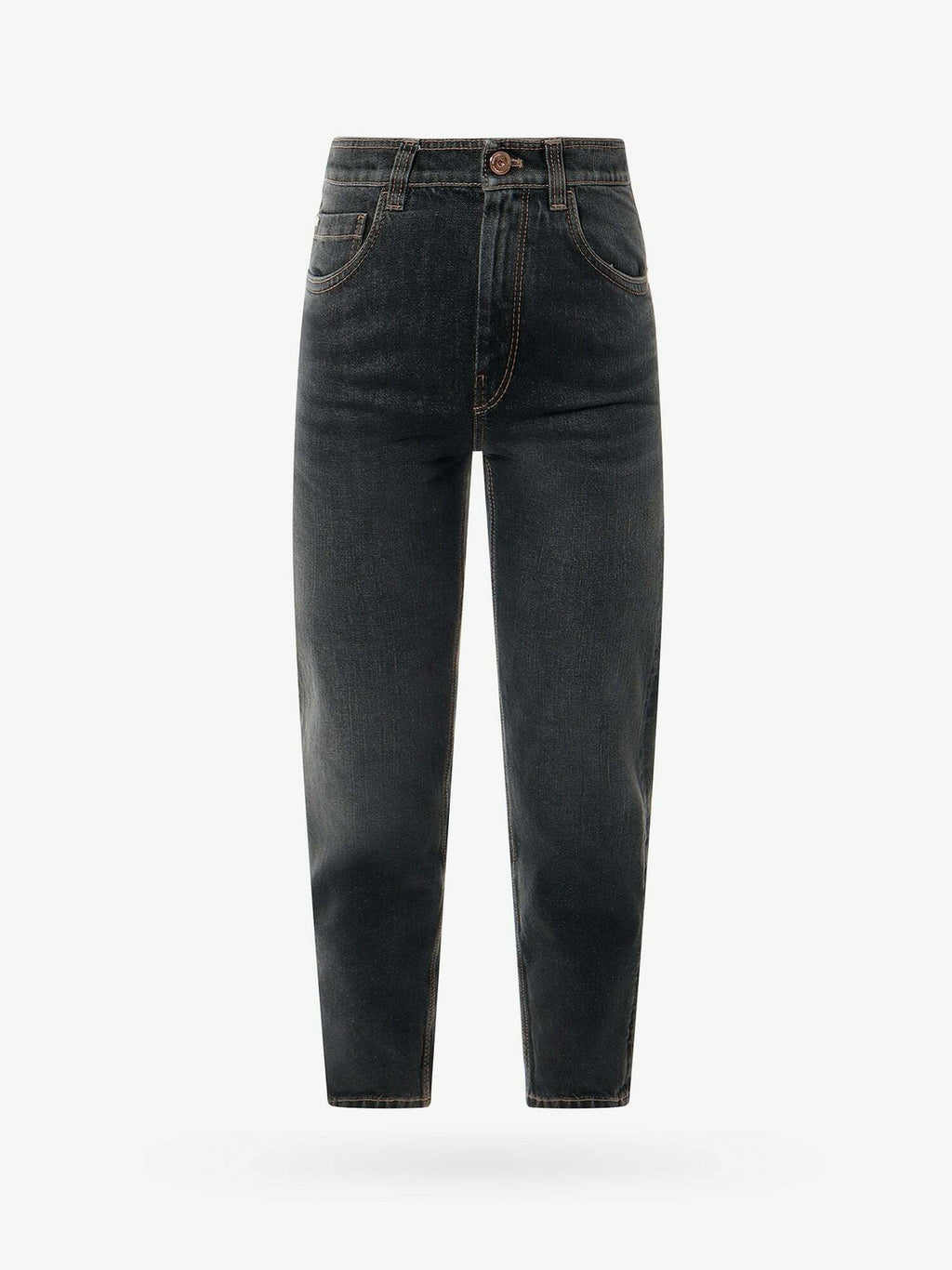 Brunello Cucinelli Black Cotton Relaxed Fit Jeans