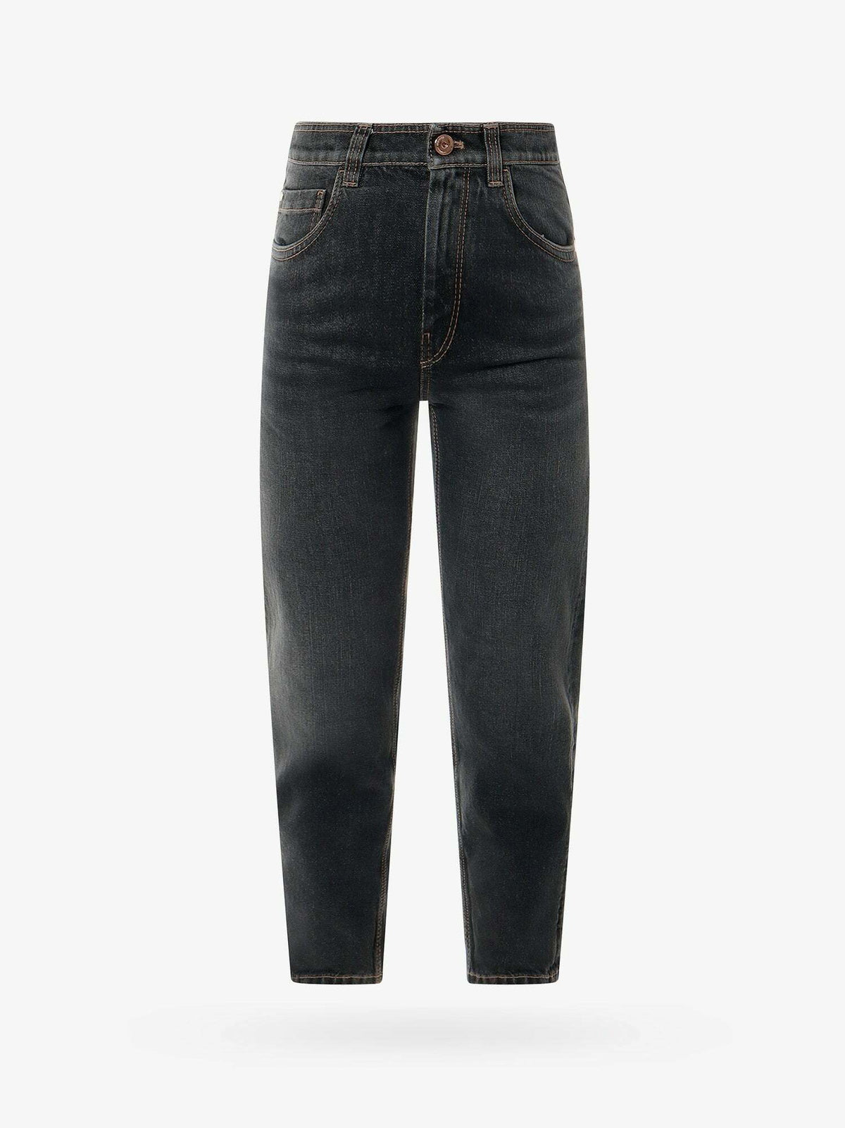 Brunello Cucinelli Black Cotton Relaxed Fit Jeans