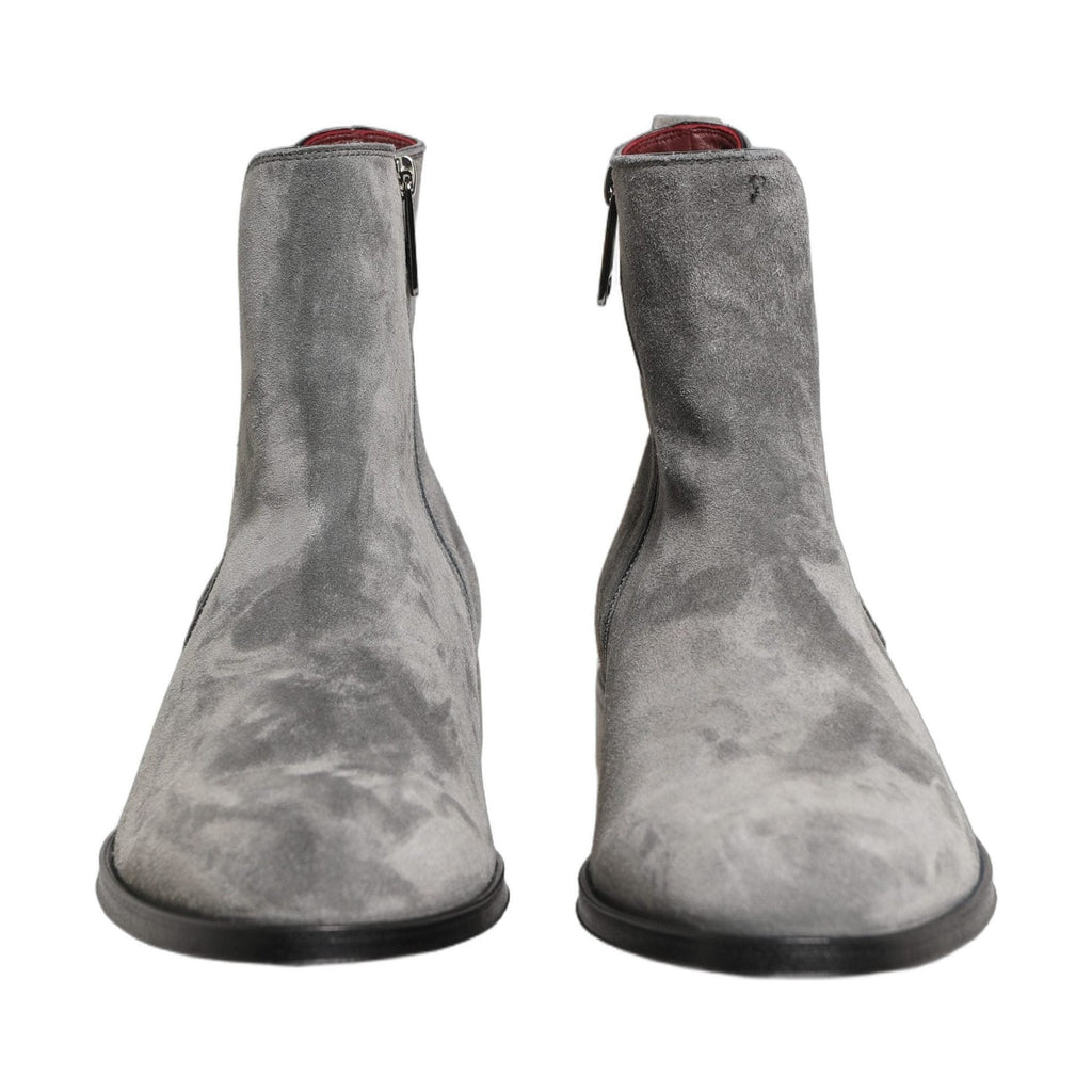 Dolce & Gabbana Gray Suede Leather Chelsea Boots Shoes