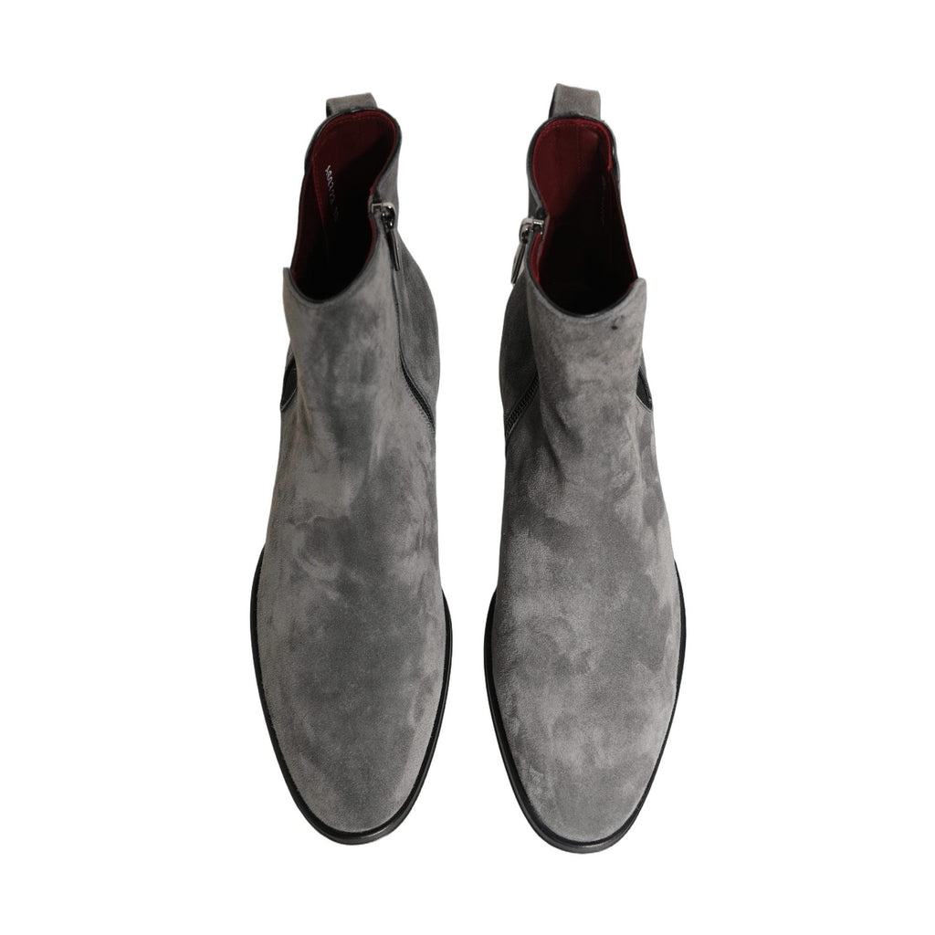 Dolce & Gabbana Gray Suede Leather Chelsea Boots Shoes