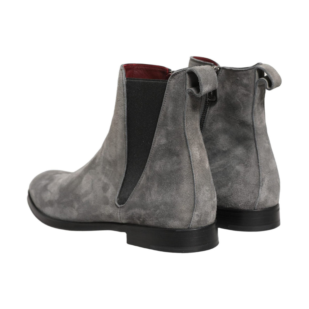 Dolce & Gabbana Gray Suede Leather Chelsea Boots Shoes