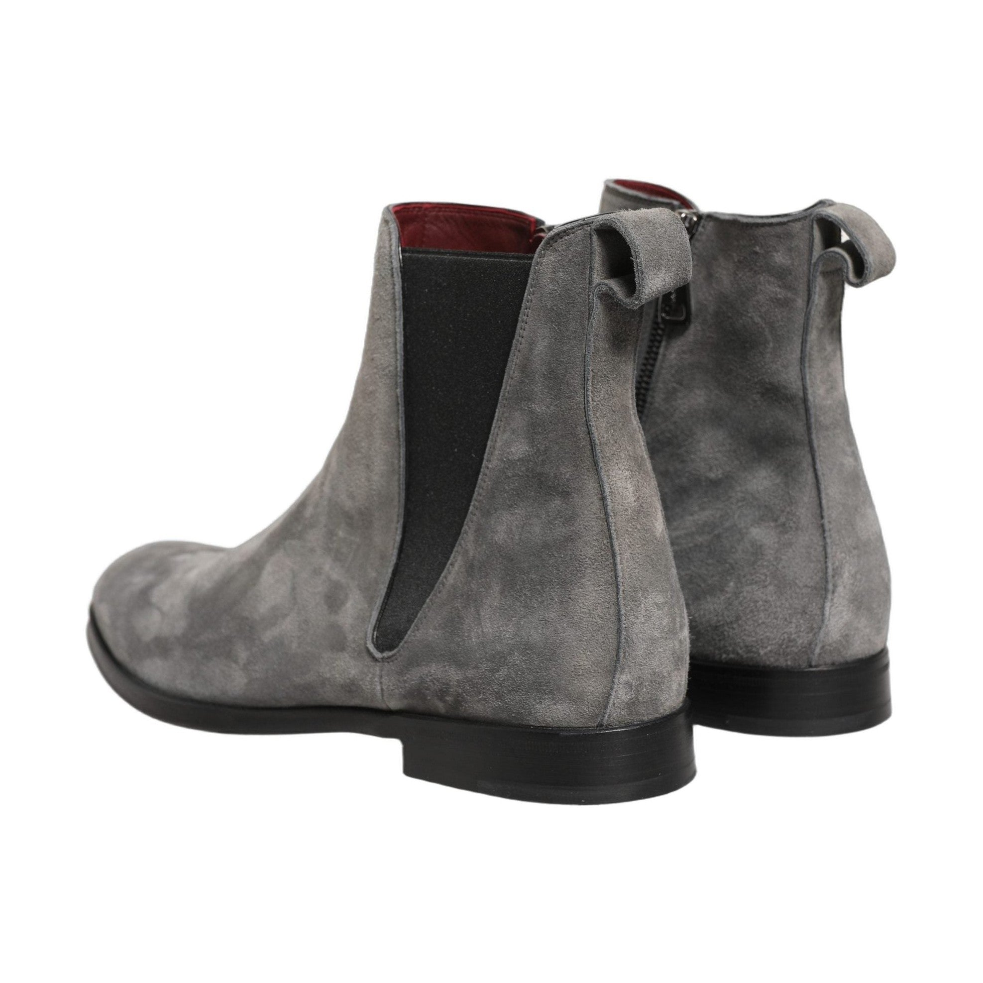 Dolce & Gabbana Gray Suede Leather Chelsea Boots Shoes
