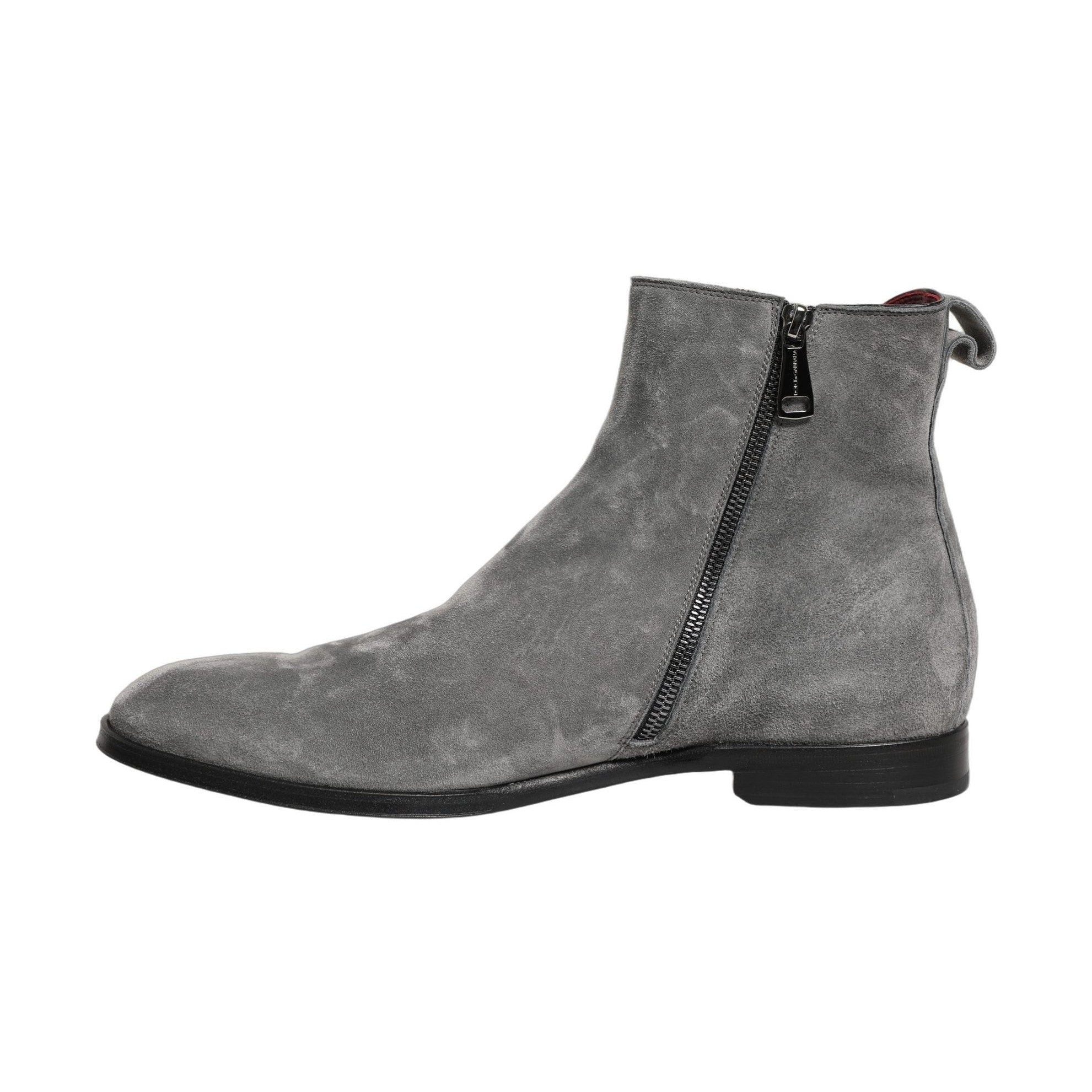Dolce & Gabbana Gray Suede Leather Chelsea Boots Shoes