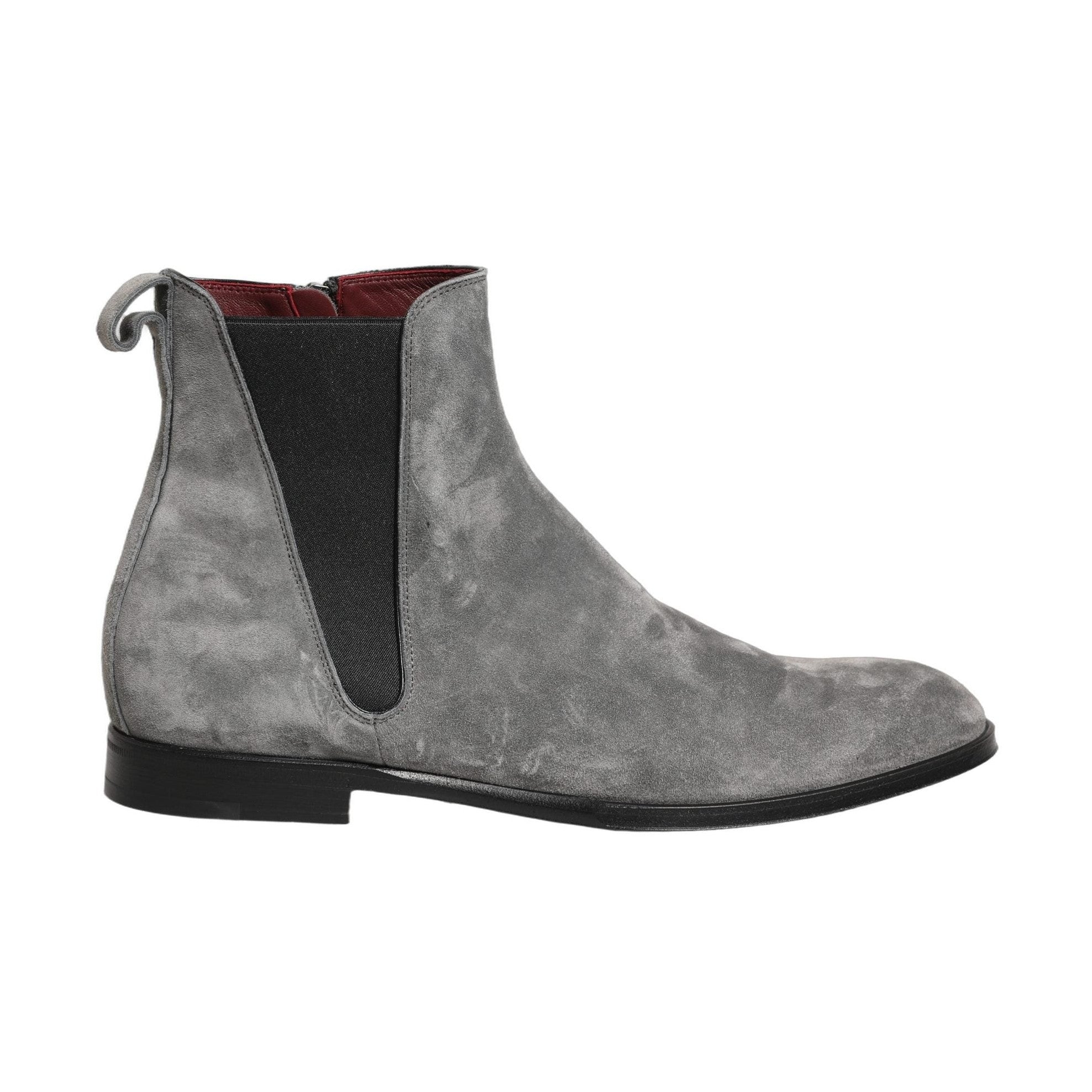 Dolce & Gabbana Gray Suede Leather Chelsea Boots Shoes