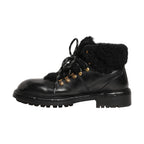 Dolce & Gabbana Black Trekking Fur Lace Leather Boots Shoes