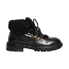 Dolce & Gabbana Black Trekking Fur Lace Leather Boots Shoes