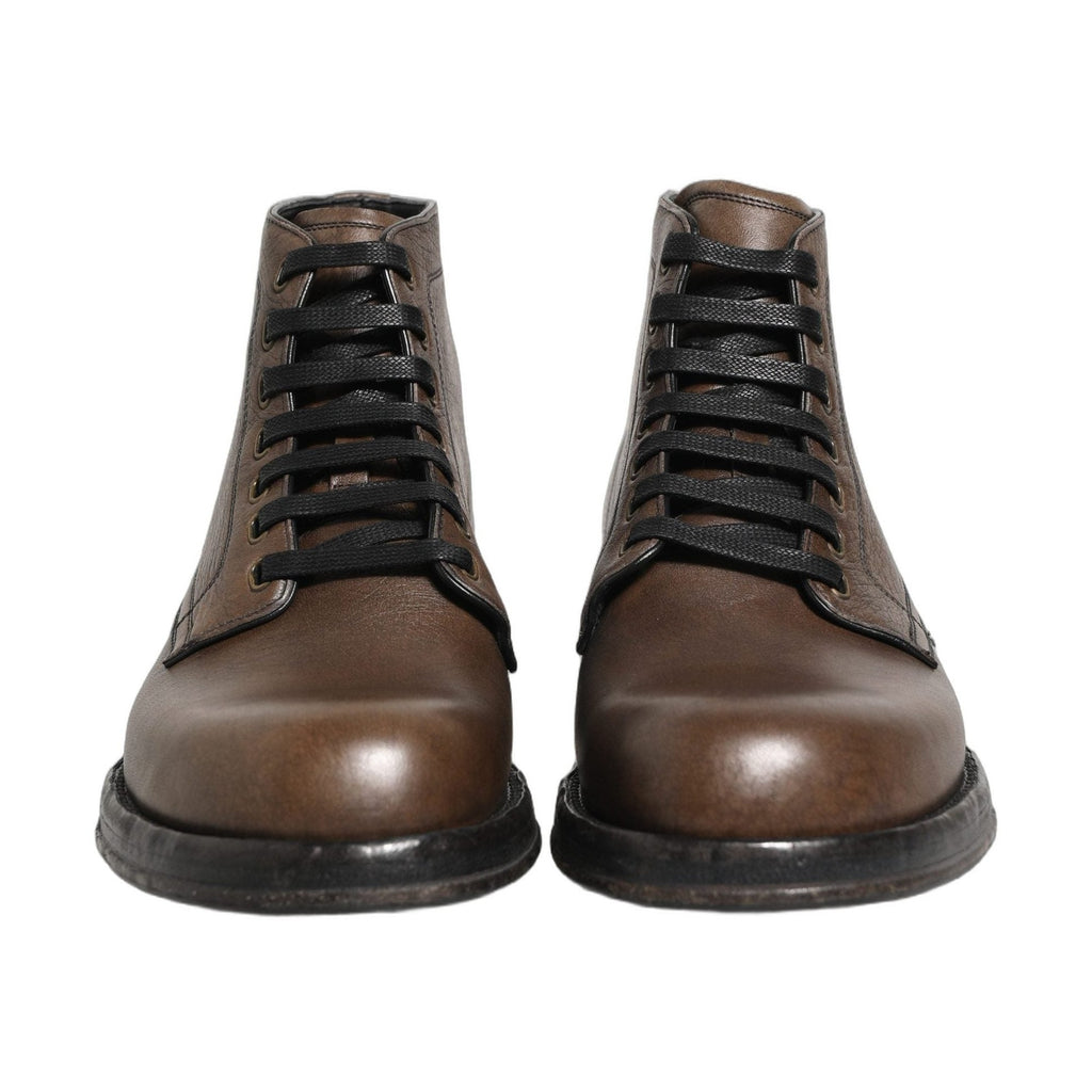 Dolce & Gabbana Brown Perugino Leather Men Ankle Boots Shoes