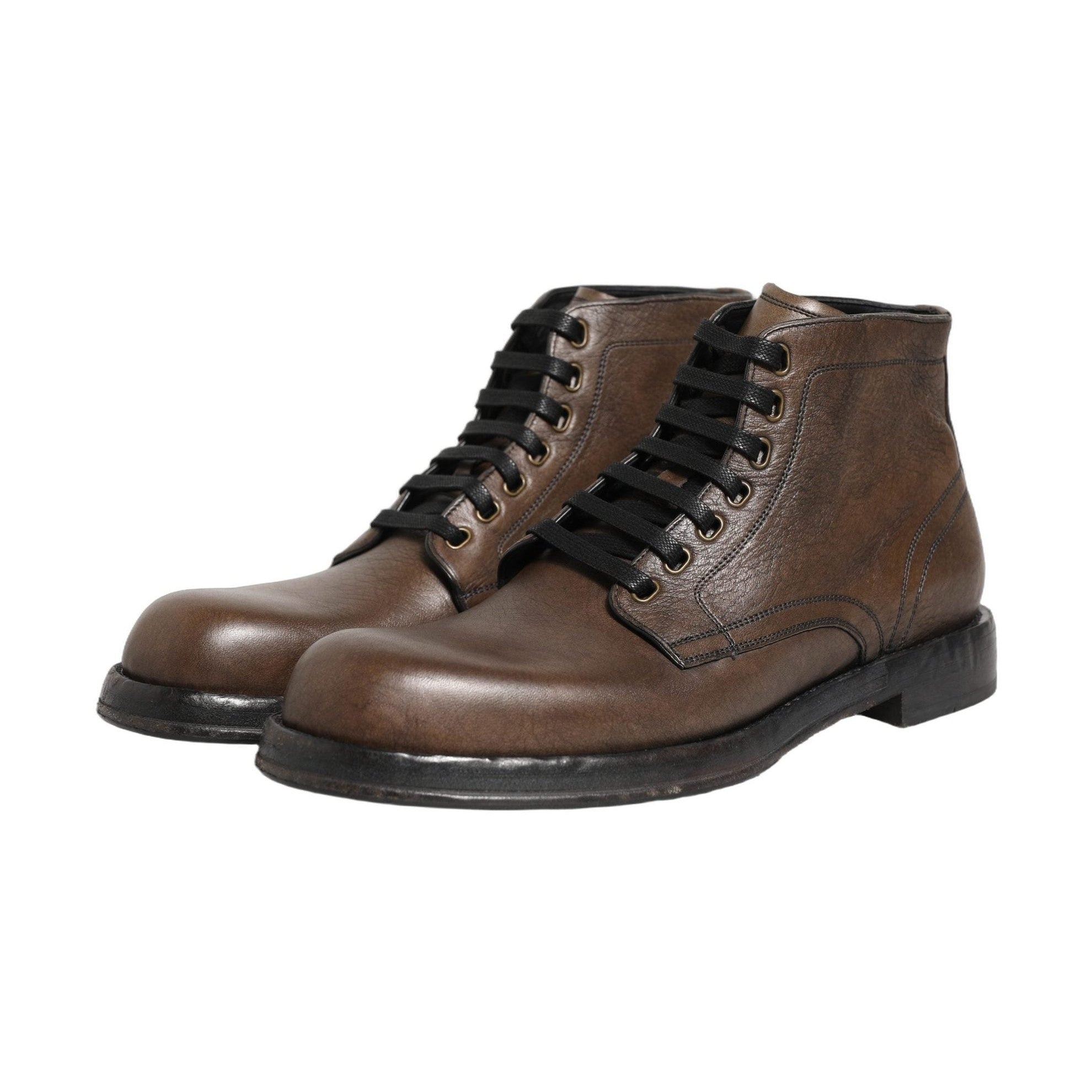 Dolce & Gabbana Brown Perugino Leather Men Ankle Boots Shoes