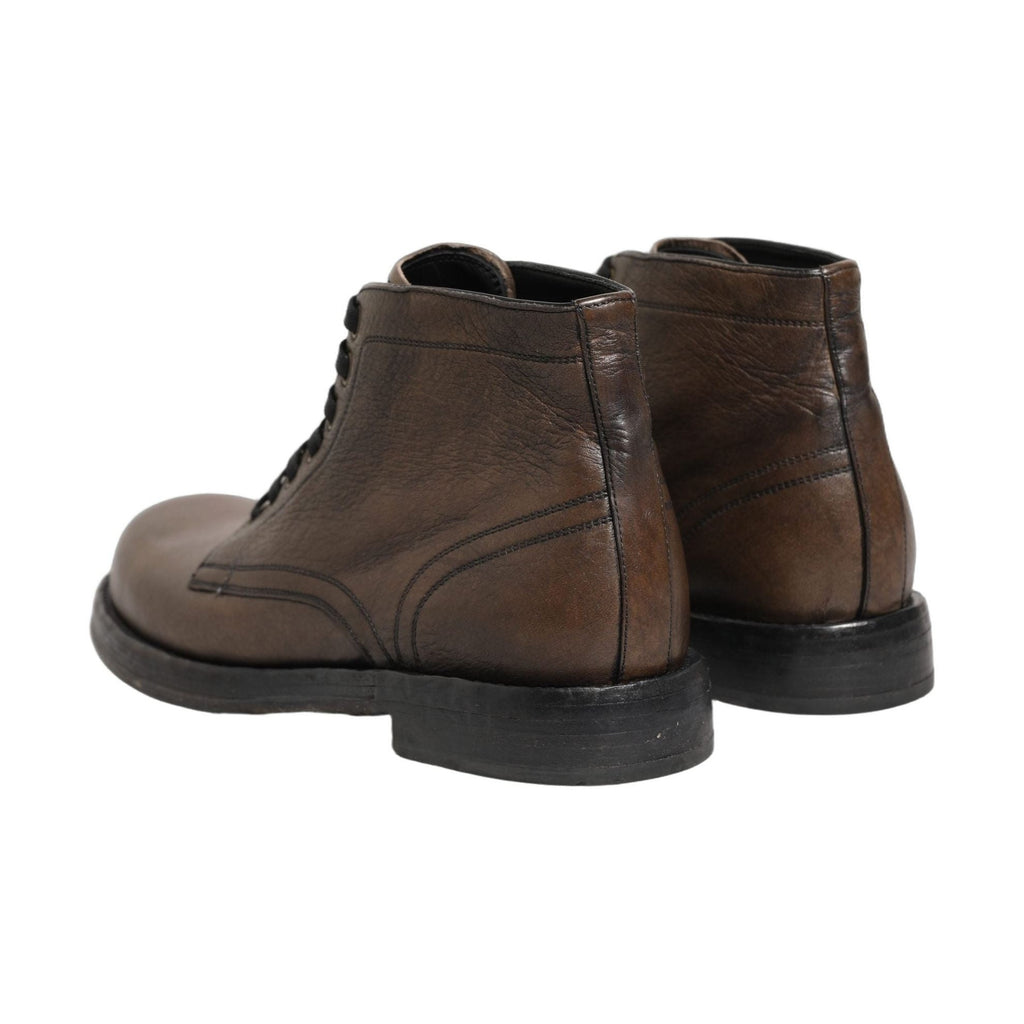 Dolce & Gabbana Brown Perugino Leather Men Ankle Boots Shoes