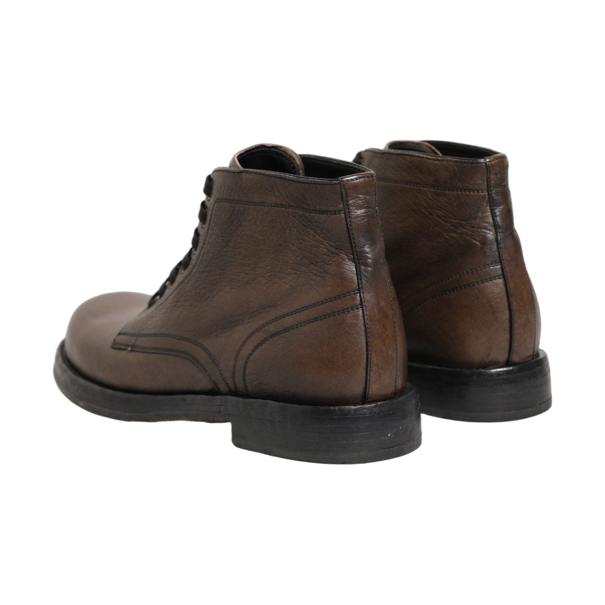 Dolce & Gabbana Brown Perugino Leather Men Ankle Boots Shoes