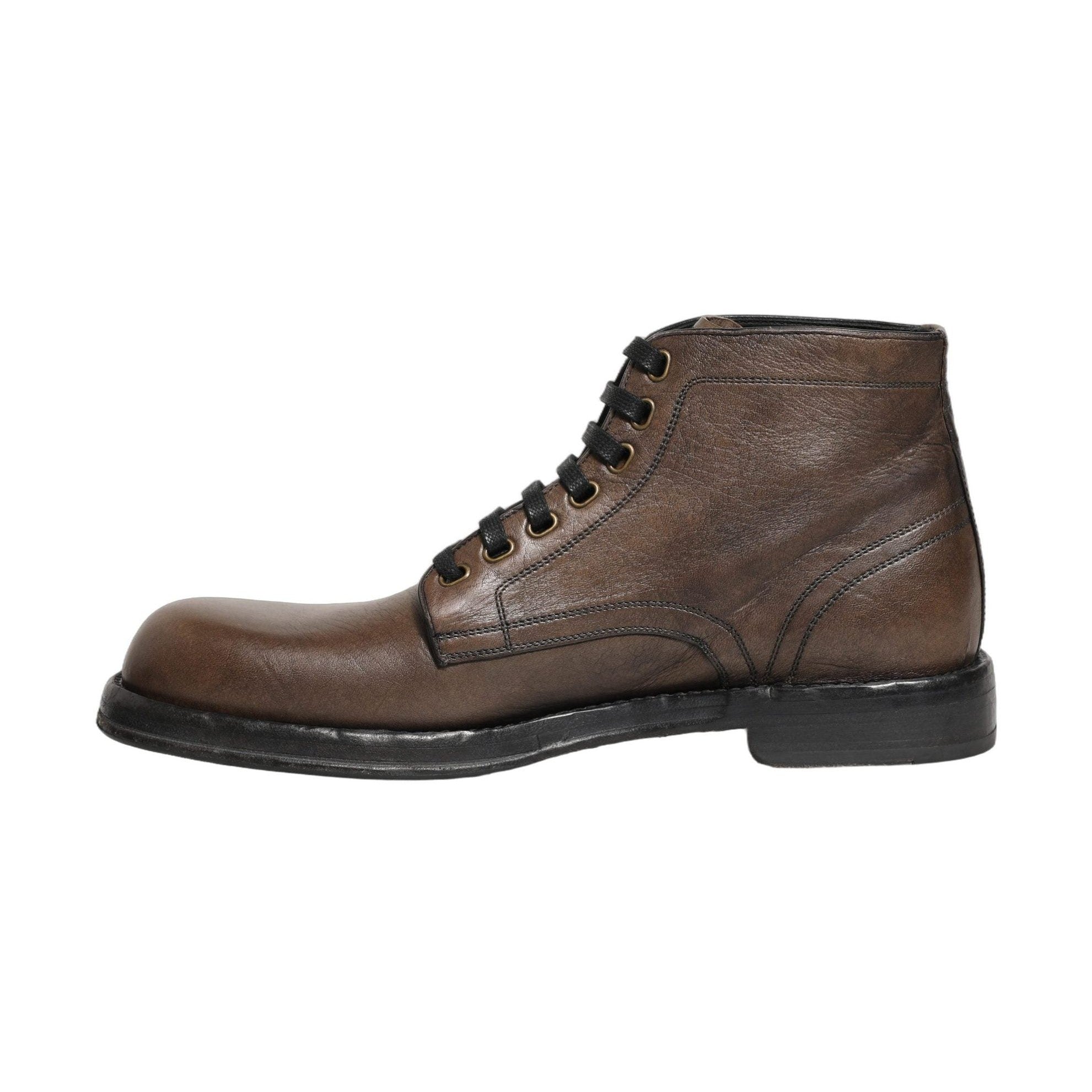 Dolce & Gabbana Brown Perugino Leather Men Ankle Boots Shoes