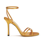 Jimmy Choo Orange Silk Stiletto Heel Sandals