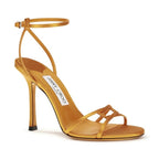 Jimmy Choo Orange Silk Stiletto Heel Sandals