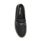 Prada Black Calf Leather Bos Taurus Slip-On Loafers