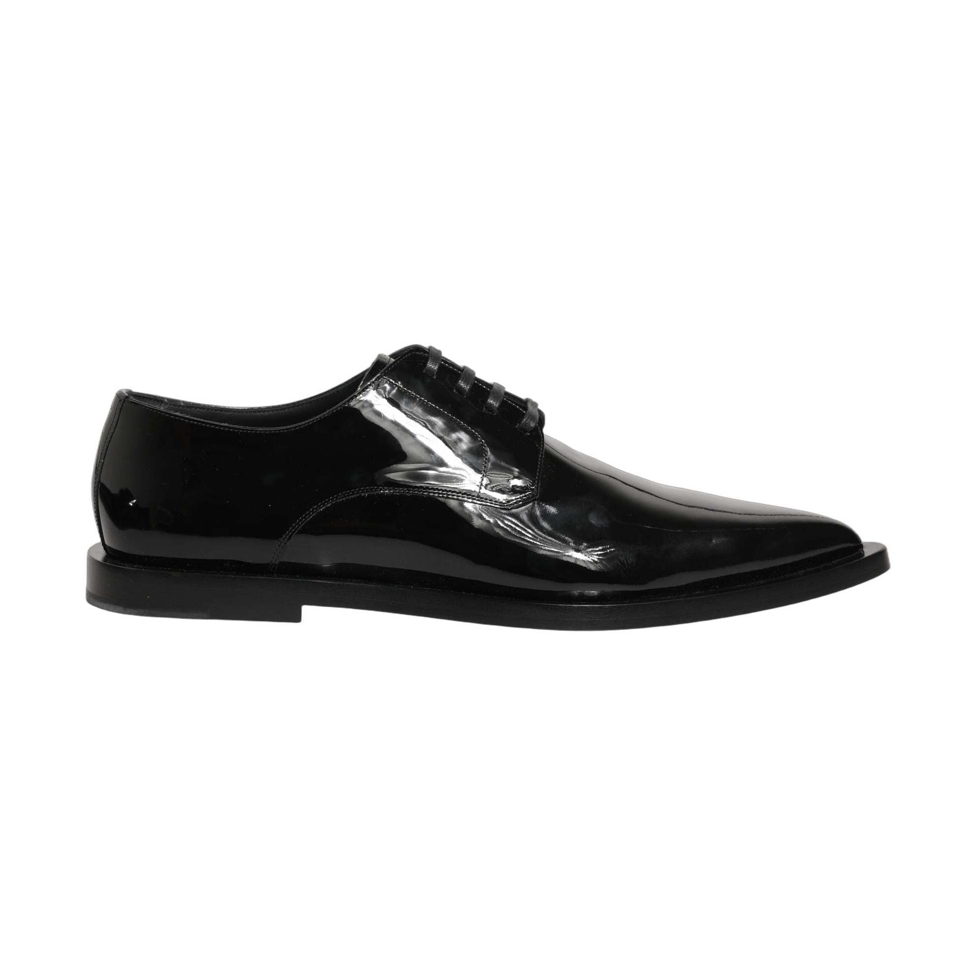 Dolce & Gabbana Black Leather Men Derby Dress Formal Shoes