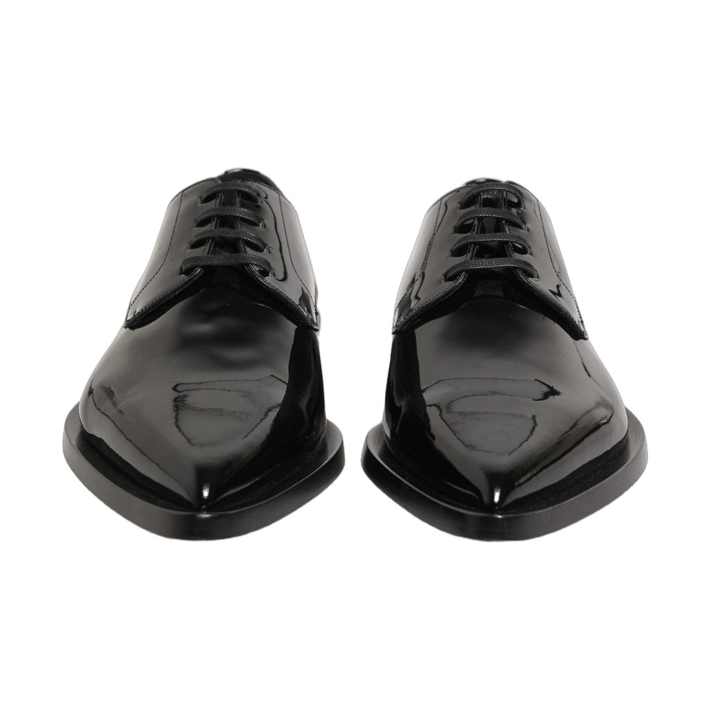Dolce & Gabbana Black Leather Men Derby Dress Formal Shoes