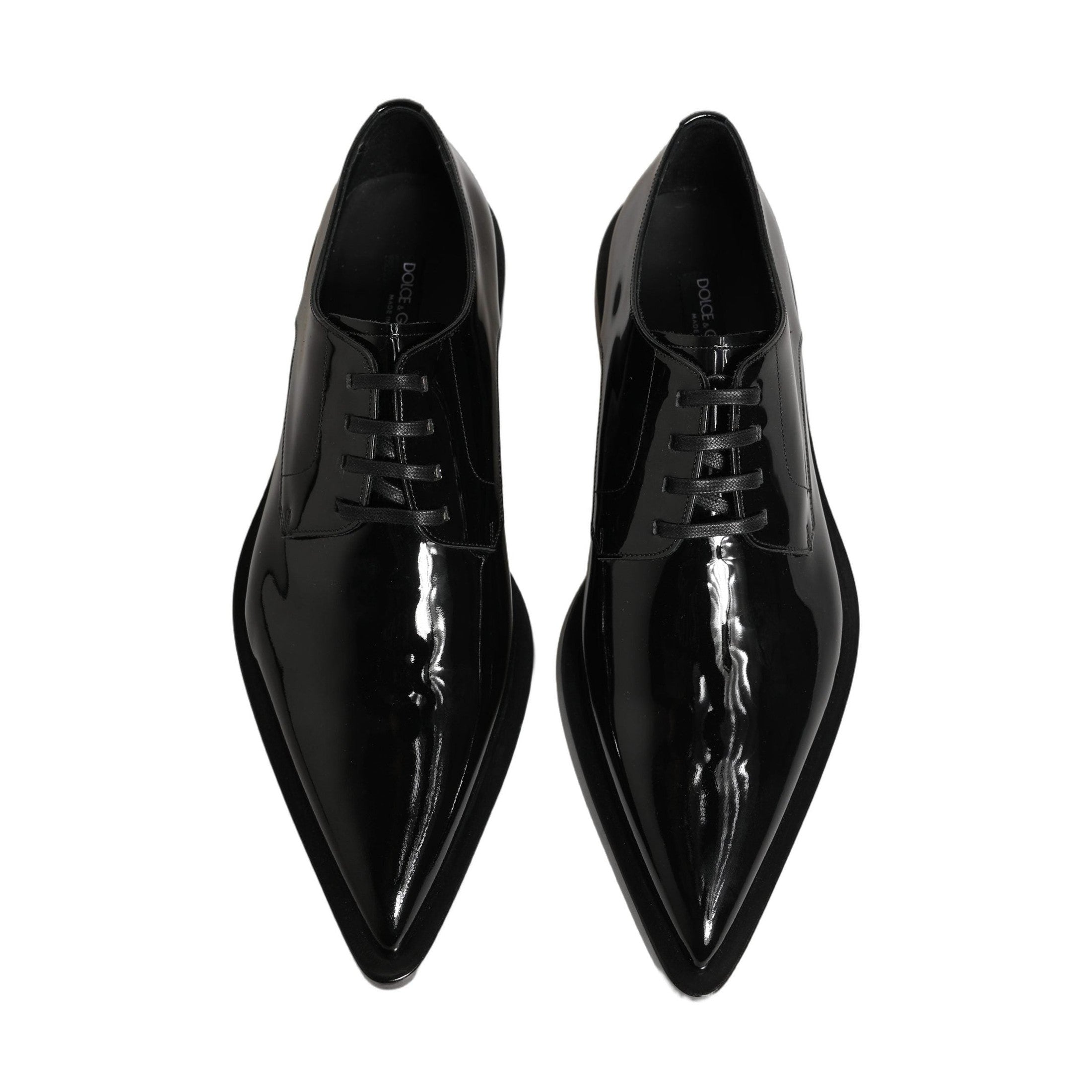 Dolce & Gabbana Black Leather Men Derby Dress Formal Shoes