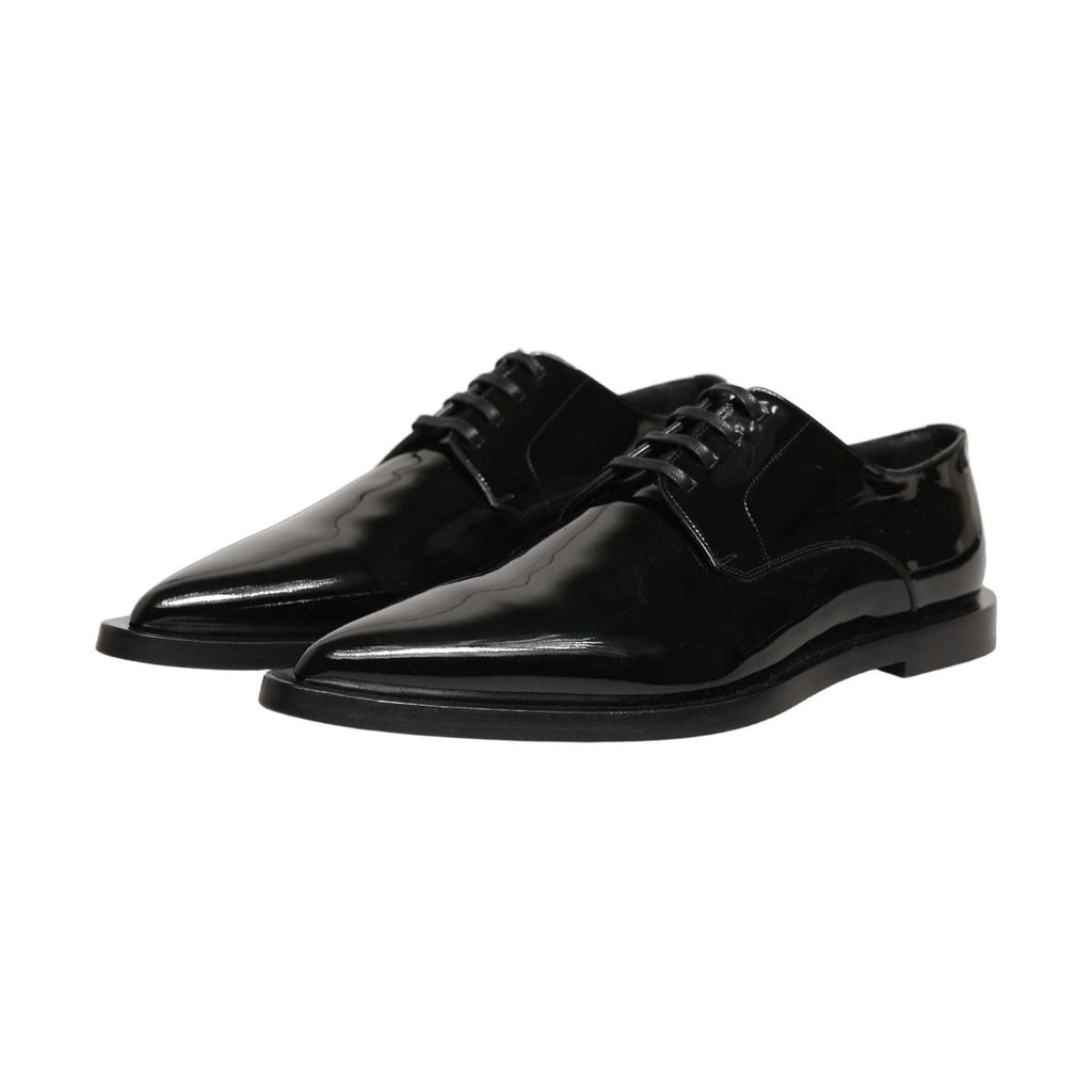Dolce & Gabbana Black Leather Men Derby Dress Formal Shoes