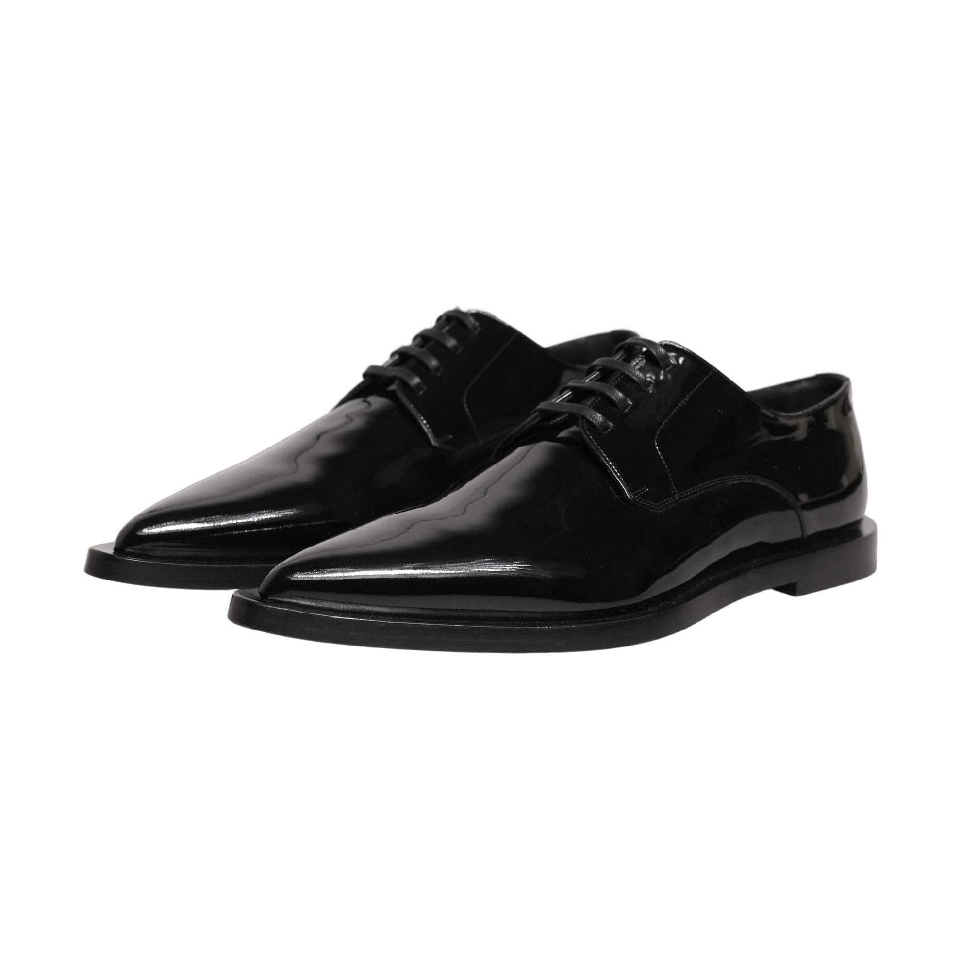 Dolce & Gabbana Black Leather Men Derby Dress Formal Shoes