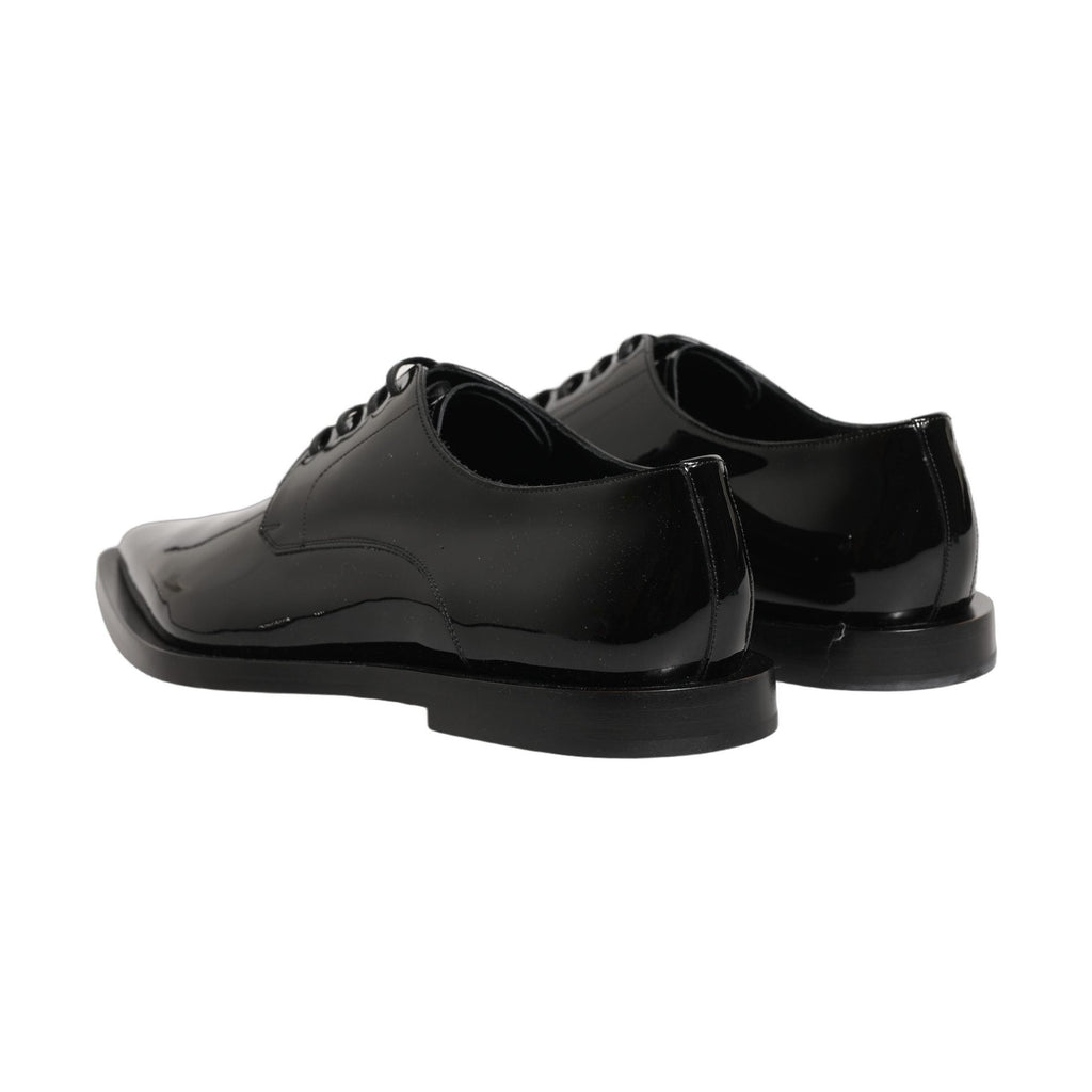 Dolce & Gabbana Black Leather Men Derby Dress Formal Shoes