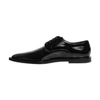 Dolce & Gabbana Black Leather Men Derby Dress Formal Shoes