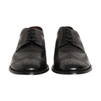 Dolce & Gabbana Black Embroidered Leather Derby Dress Shoes