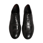 Dolce & Gabbana Black Embroidered Leather Derby Dress Shoes