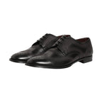 Dolce & Gabbana Black Embroidered Leather Derby Dress Shoes
