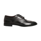 Dolce & Gabbana Black Embroidered Leather Derby Dress Shoes