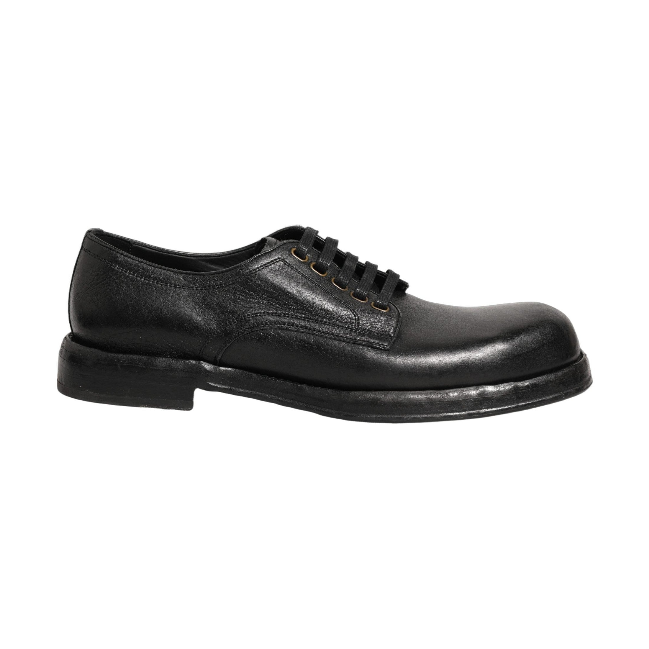 Dolce & Gabbana Black Leather Lace Up Derby Dress Men Shoes