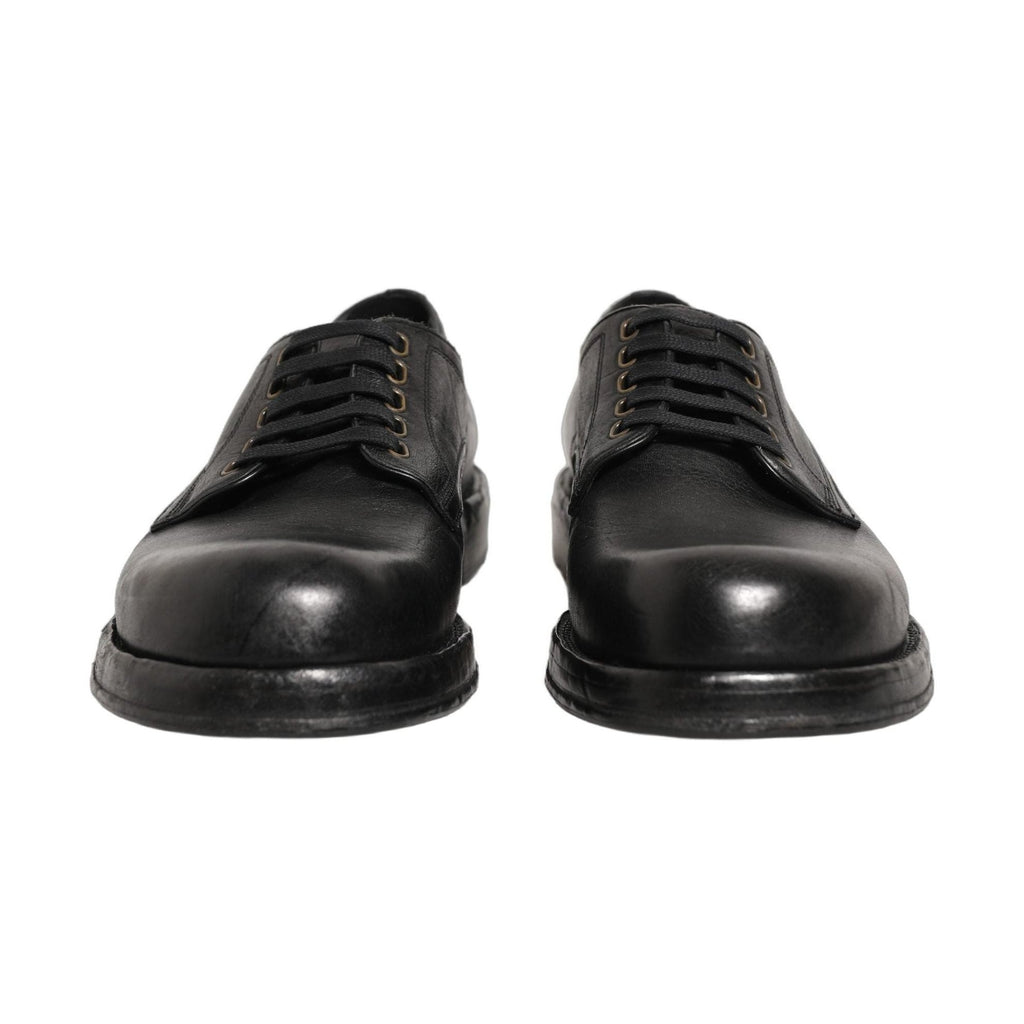 Dolce & Gabbana Black Leather Lace Up Derby Dress Men Shoes