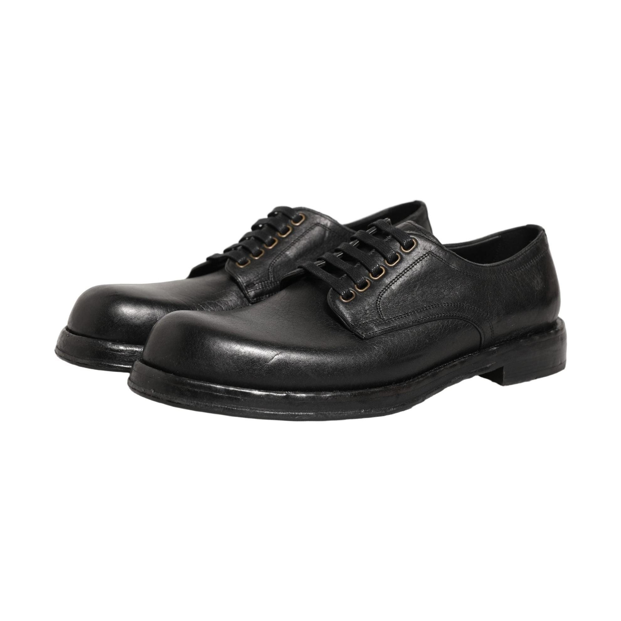Dolce & Gabbana Black Leather Lace Up Derby Dress Men Shoes