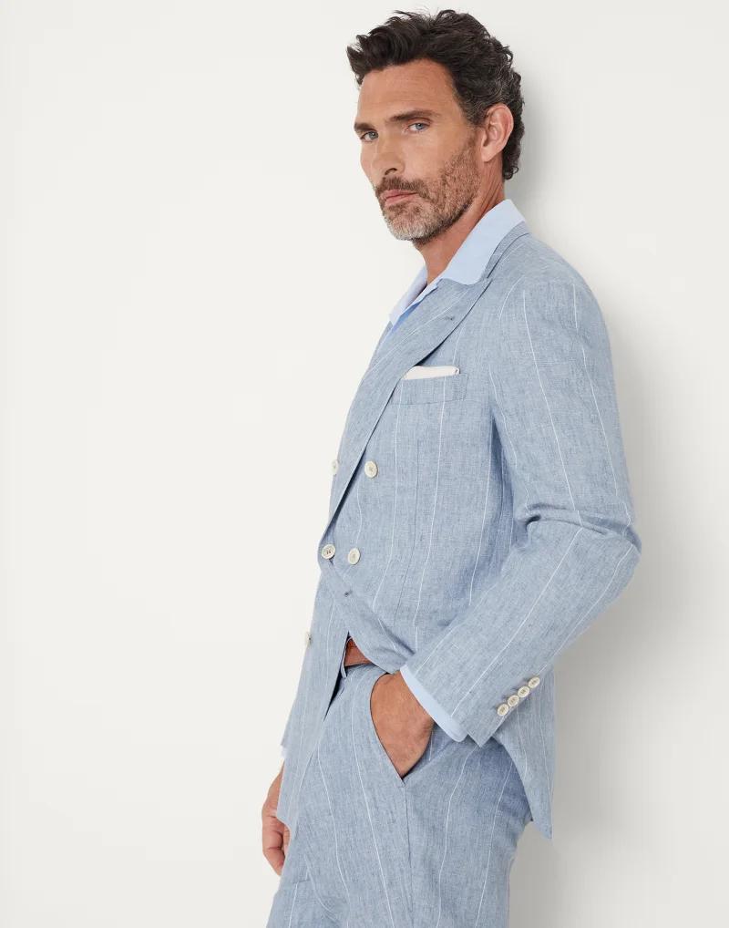 Brunello Cucinelli Light Blue Linen Blazer