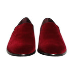 Dolce & Gabbana Maroon Velvet Slip On Men Dress Loafers Shoes