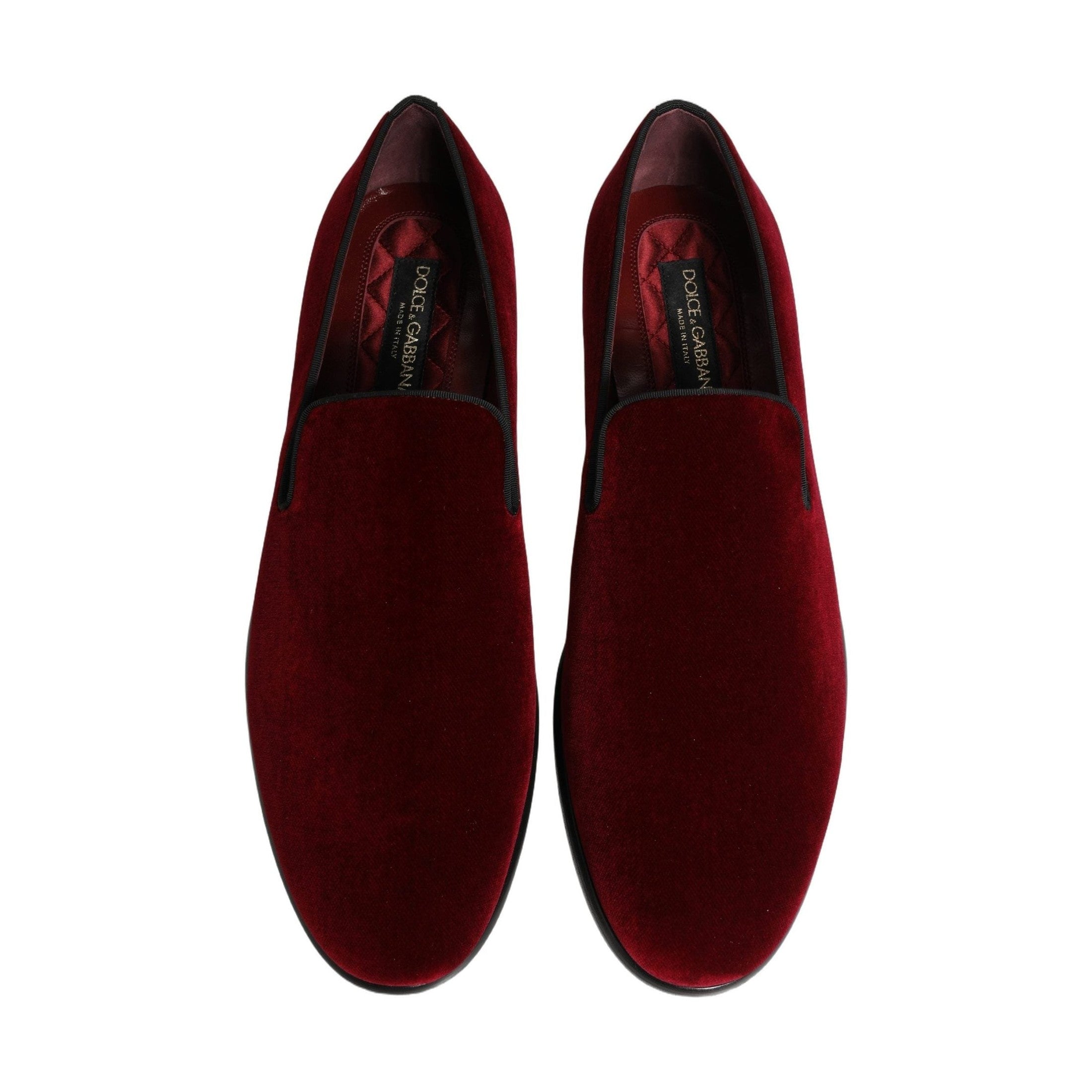 Dolce & Gabbana Maroon Velvet Slip On Men Dress Loafers Shoes