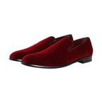 Dolce & Gabbana Maroon Velvet Slip On Men Dress Loafers Shoes
