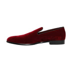 Dolce & Gabbana Maroon Velvet Slip On Men Dress Loafers Shoes